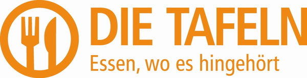 Logo "Die Tafeln" des Bundesverbands mit Slogan "Essen, wo es hingehört"