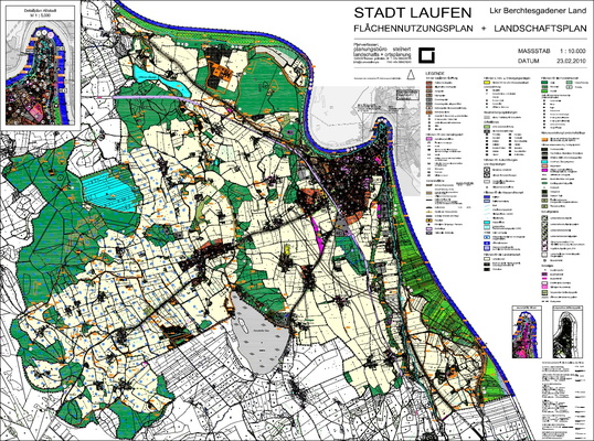 Abbildung des Flächennutzungsplans für das Gemeindegebiet der Stadt Laufen (ursprüngliche Fassung ohne Änderungen)