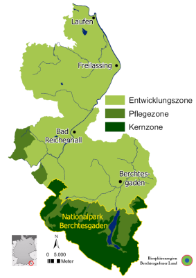 Karte der Biosphärenregion Berchtesgardener Lands